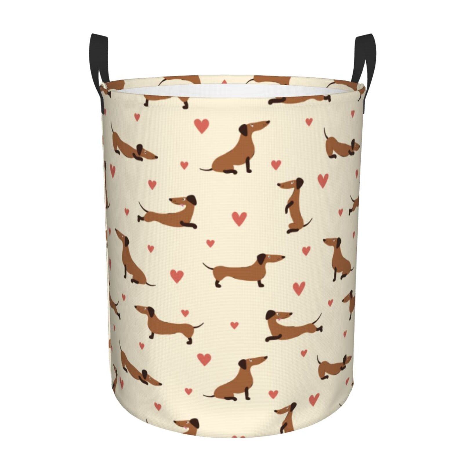 Colorful Dachshund Pattern Quilted Laundry Basket NCU0HTT095