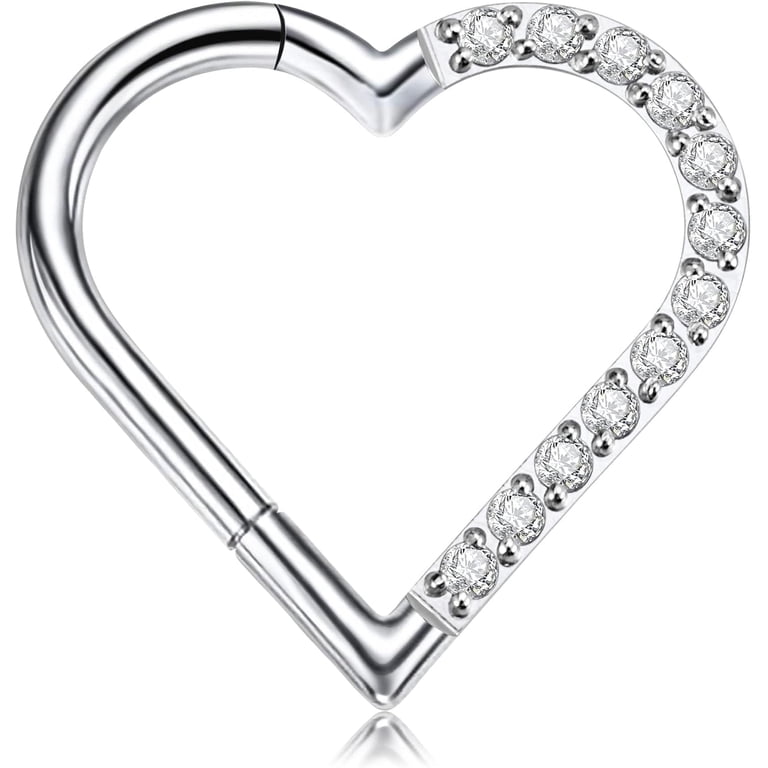 Heart Daith Piercing Jewelry 16G 8mm 10mm Left Ear - ASTM F136