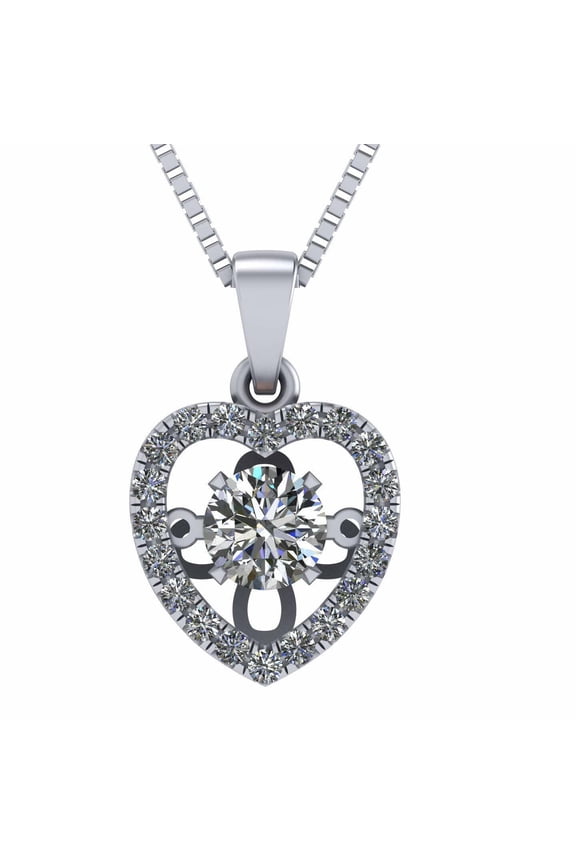 Heart Dancing Stone Necklace in 925 Sterling Silver W/ Pure Brilliance Zirconia – Platinum Plated