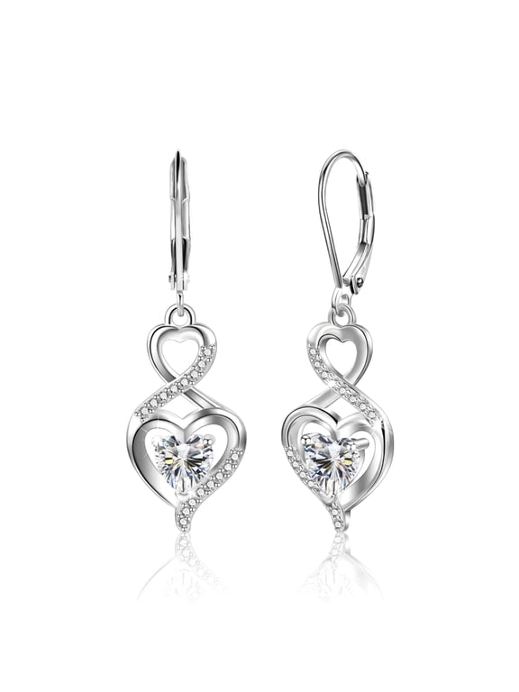 Heart Dangle Drop Earrings for Women Hypoallergenic Earrings with CZ Birthday Christmas Valentines Mothers Day Gifts for Mom Wife