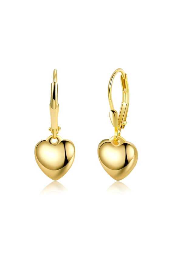 Heart Dangle Earrings for Women 14k Gold Plated Hoop Earrings Hypoallergenic Love Heart Dangle Drop Earrings for Jewelry Gifts