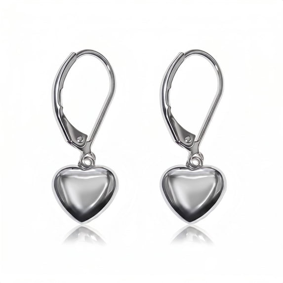Heart Dangle Earrings for Women,Silver Dangle Leverback Earrings Hypoallergenic Love Heart Dangle Drop Earrings for Jewelry Gifts