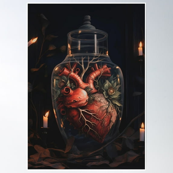 Heart Dark Academia Gothic Cottagecore Decor Poster Wall Art, Modern Wall Decor, 24x36 UNFRAMED