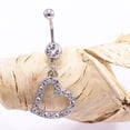 thumbnail image 1 of Heart Design 14G 316L Surgical Steel Dangle Belly Button Rings with CZ Stones, 1 of 3