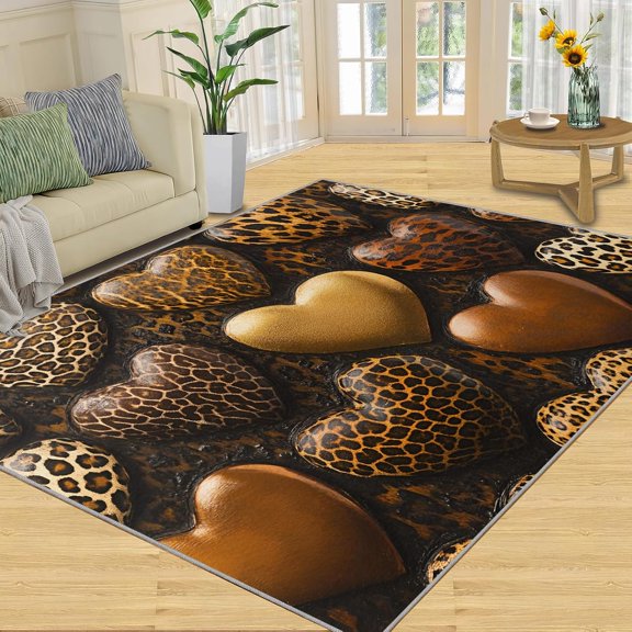 Heart Design Area Rug, Fashion Abstract Washable Rug, Non Slip Carpet for Living Room Bedroom Home Decor 2x3ft