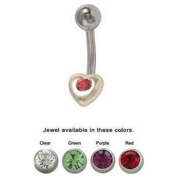 Heart Design Belly Button Ring with CZ Jewel