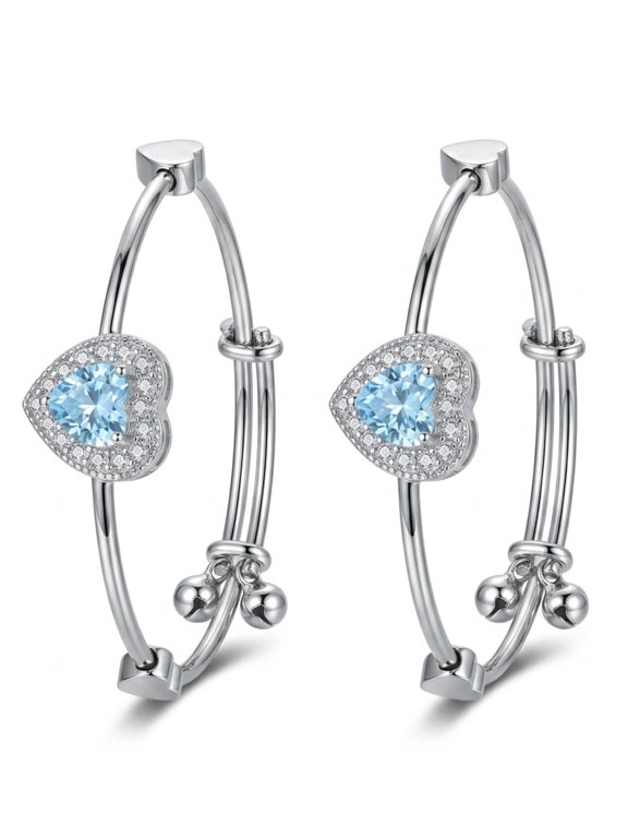 Heart Design Bracelet Combo for Women, Adjustable Open Cuff Bangle Pair with Decorative Stone Accent Fashion Jewelry