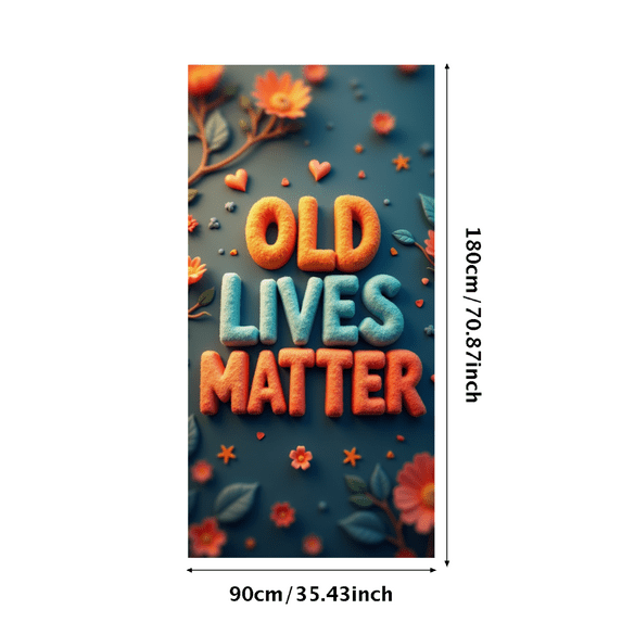 Heart Design Colorful Letters Old Lives Matter Banner for Retirement Party Elderly Appreciation Community Event