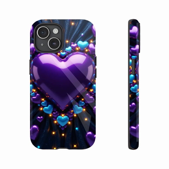 Heart Design Glitter Phone Case Compatible with iPhone 11/12/13/14/15/16 (Pro Max/Plus), Romantic Valentine’s Day Gift for Couples Lovers