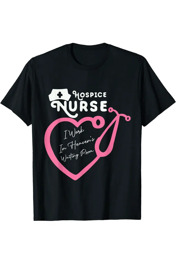 Heart Design Hospice Nurse T-Shirt Celebrating Nursing in Heaven's Waiting Room