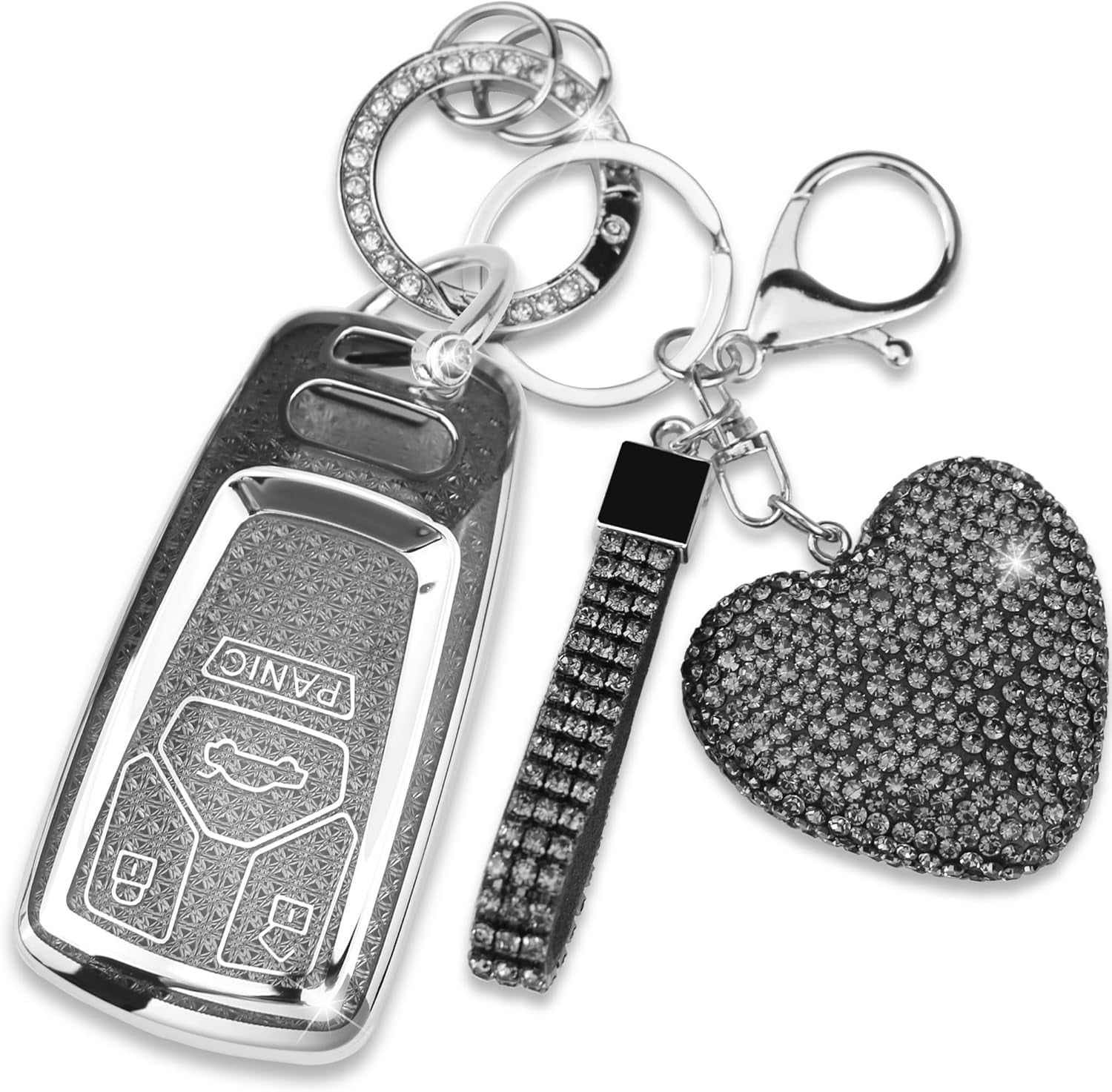Heart Design Key Case Holder Protector Keychain for Audi A4 A5 A6 A7 A8 ...