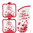 thumbnail image 1 of Heart Design Valentine’s Day Oven Mitt and Potholder Set, 3-Piece Heat Resistant, 1 of 5