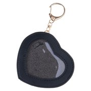 Heart Designs Badge Holder Keychain Pendant PU Leather Display Protector for Daily Commute and Social Gatherings