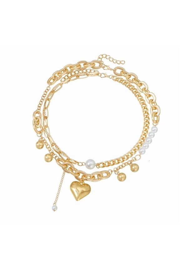 Heart Designs Double Strand Necklace Versatile Party Jewelry With Interchangeable Clasp Alloy Materials