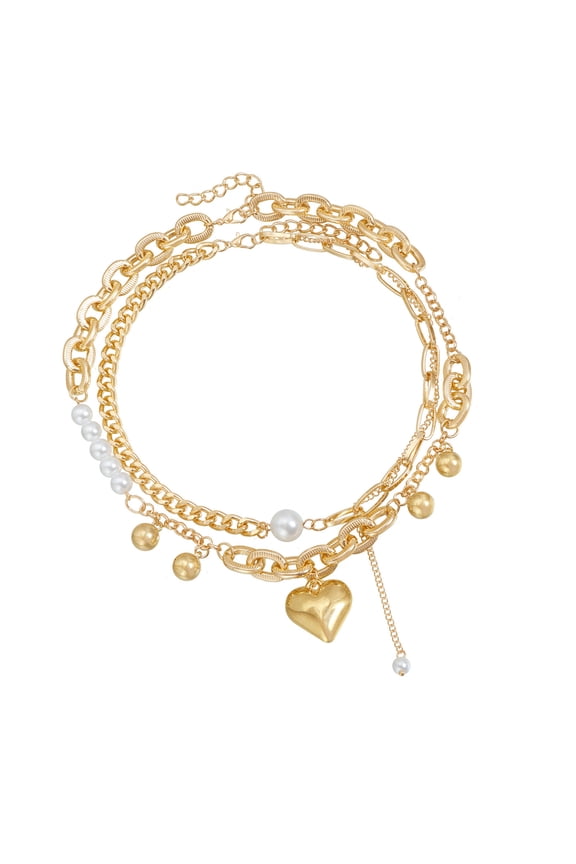 Heart Designs Double Strands Necklace Versatile Party Jewelry With Interchangeable Clasp Alloy Materials