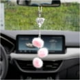 thumbnail image 1 of Heart Diamond Car Hanging Accessories, Sparkling Love Heart and Cute Plush Balls, Crystal Car Rear View Mirror Charms for Women, Lucky Hanging Pendant Car Accessories (Pink), 1 of 8