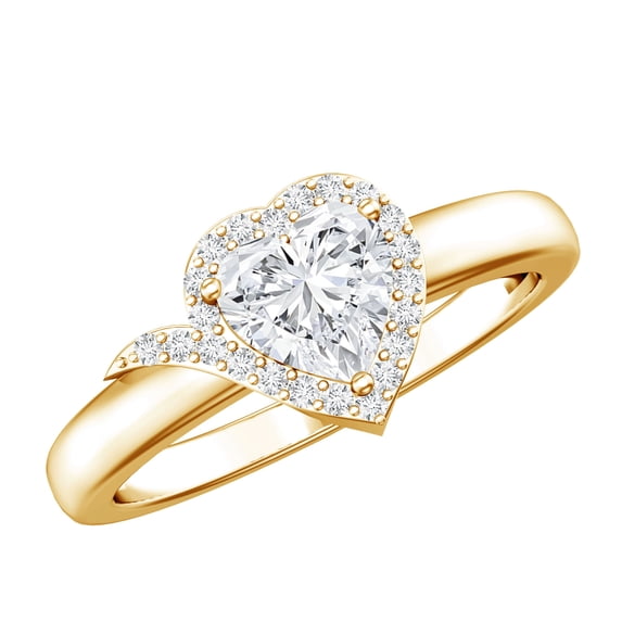 Heart Diamond Engagement Ring (Lab Created) - 6 mm - Certified EF-VS Quality, 10K Yellow Gold, US 4.50