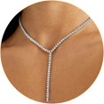 thumbnail image 1 of Heart Diamond Necklaces for Women,Gold Plated Heart Y-Shaped Necklaces CZ Statement Choker Necklace Luxury Jewelry for Wedding Brides, 1 of 6