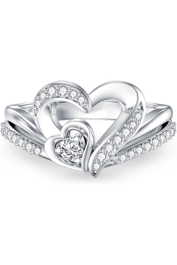 Heart Diamond Promise Ring for Women 925 Sterling Silver D Color VVS1 Clarity Lab Grown Diamond Anniversary Rings