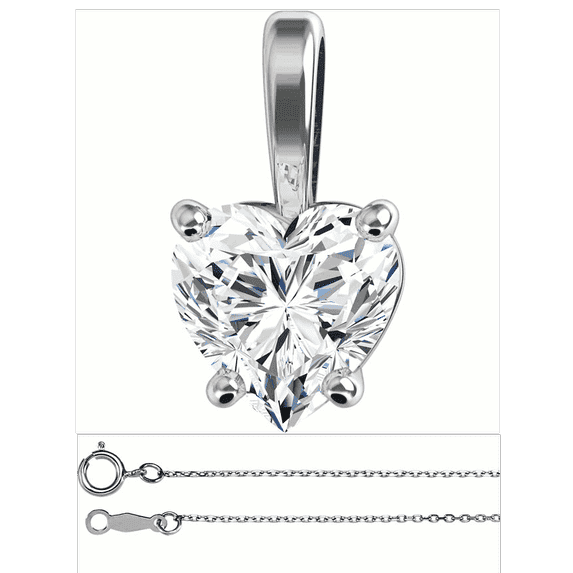 Heart Diamond Solitaire Pendant Necklace 14K White Gold (0.8 Ct,G Color,VS2 Clarity) IGI Certified