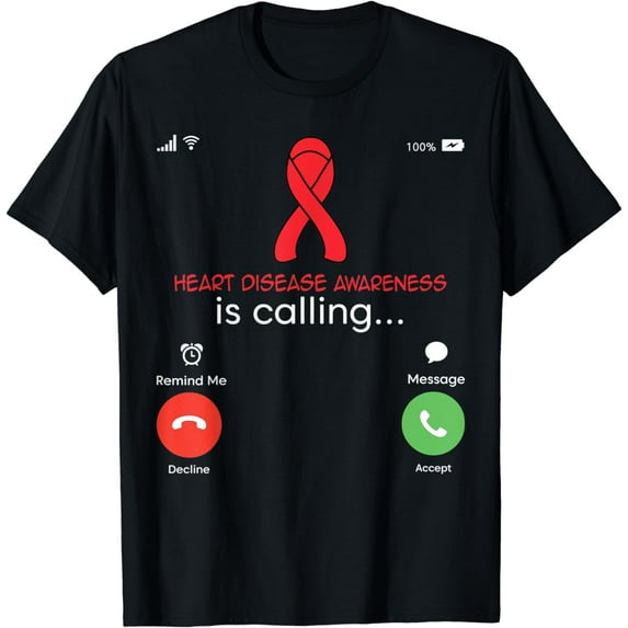 Heart Disease Awareness Red Ribbon Heart Attack Survivor T-Shirt