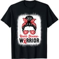 thumbnail image 1 of Heart Disease Warrior Red Messy Bun Heart Health Awareness T-Shirt, 1 of 4