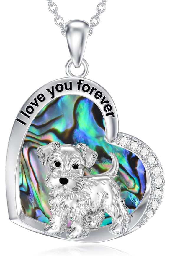 Heart Dog Necklace 925 Sterling Silver Schnauzer Dachshund Chihuahua Pug French Bulldog Pendant Necklace Dog Jewelry Gifts for Women Dog Lovers