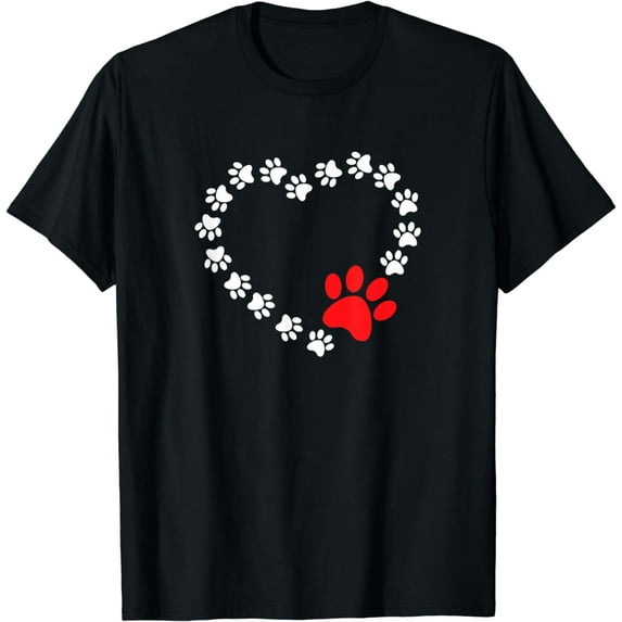 Heart Dogs Paw Cute Prints On My Valentines Day Dogs Owners T-Shirt