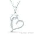 thumbnail image 1 of Heart & Dolphin Cubic Zirconia CZ Crystal Accent Pendant & Chain Necklace in .925 Sterling Silver w/ Rhodium, 1 of 1