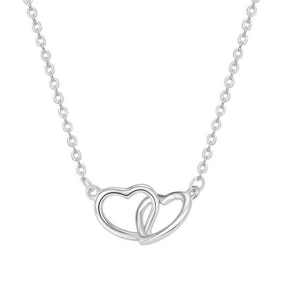 Double Love Heart Bling Pendant Clavicle Chain Necklace Gift Jewelry For Z3V2
