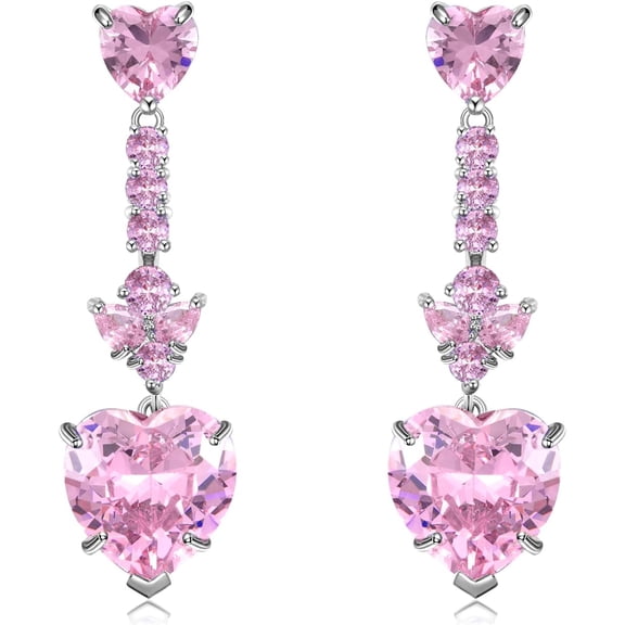 Heart Drop Dangle Earrings for Women S925 Sterling Silver Post Teardrop Earrings Rhinestone Cubic Zirconia Earrings for Mom Wife Prom