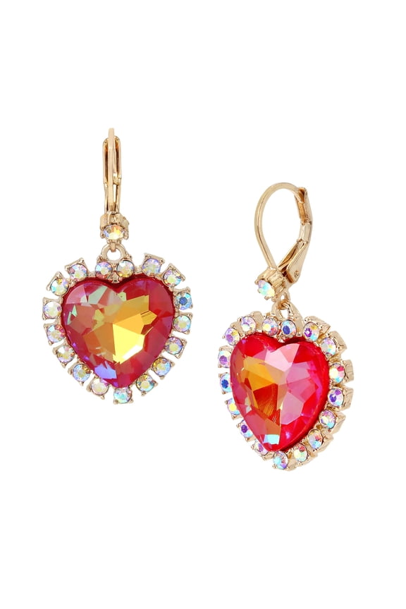 Heart Drop Earrings PINK, 374191GLD650