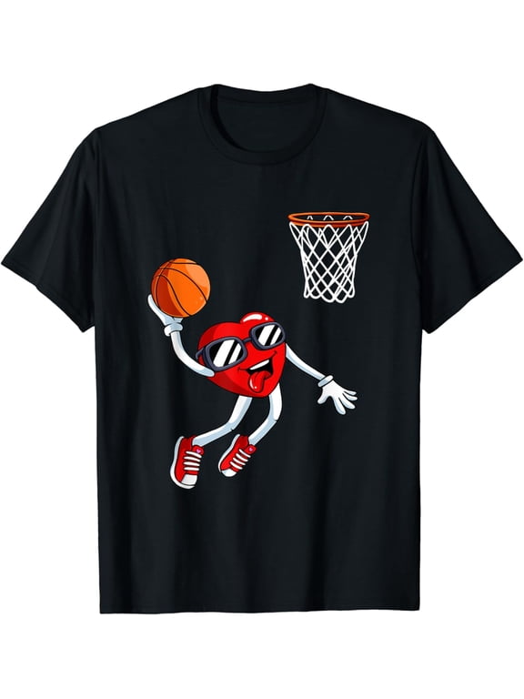 Heart Dunk Basketball Player Valentine s Day Love Sports T-Shirt