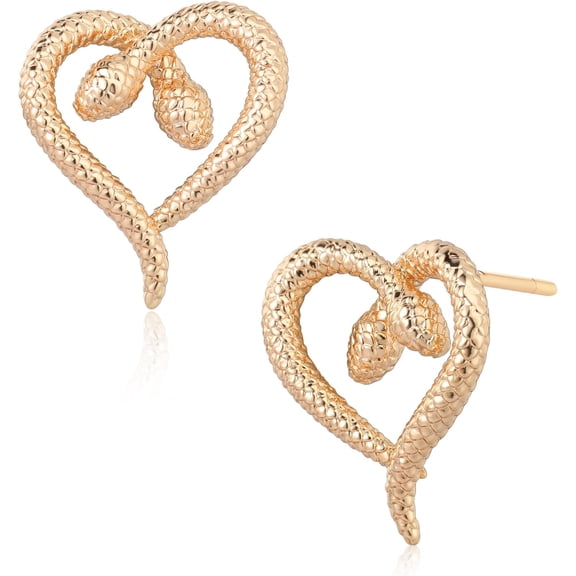 Heart Earrings 14K Gold Plated Stud Earrings for Women CZ Dainty Earrings 925 Sterling Silver Posts Pair of Flat Back Hypoallergenic Heart Shaped Earrings for Women Jewelry Gift
