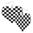 thumbnail image 1 of Heart Earrings Checkerboard Dangling Heart Drop Earrings For Women Love Dangle Earrings Gift, 1 of 6
