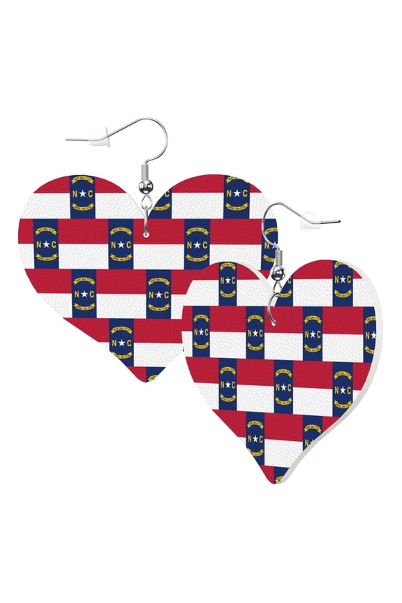 Heart Earrings North Carolina Flag Dangling Heart Drop Earrings For Women Love Dangle Earrings Gift