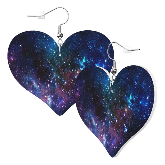 Heart Earrings Space Galaxy Dangling Heart Drop Earrings For Women Love Dangle Earrings Gift