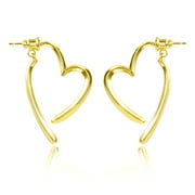 ATOBO Heart Earrings for Women, 14k Gold Plated Silver Heart Shape Dangle Hoops Black White Red Heart Ear Jacket Earrings Front and Back Enamel Earring Teen Girls Jewelry Gifts Heart Earrings_Silver