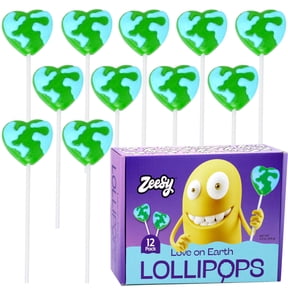 Heart Earth Day Lollipops Individually Wrapped, 12 World Map Suckers for Party Favors