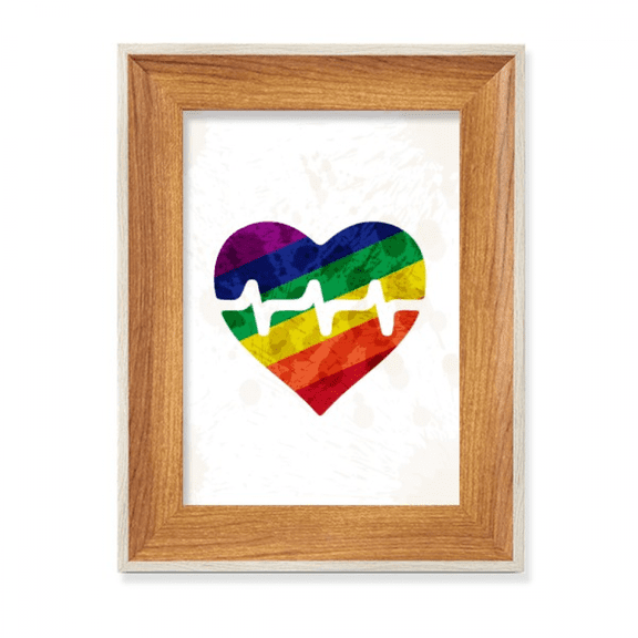 Heart Electron LGBT Rainbow Desktop Wooden Photo Frame Display Picture Art Painting Multiple Sets