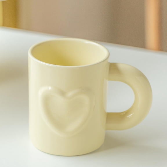 Heart Embossed Ceramic Mug Romantic Coffee Tea Cup Gift for Her