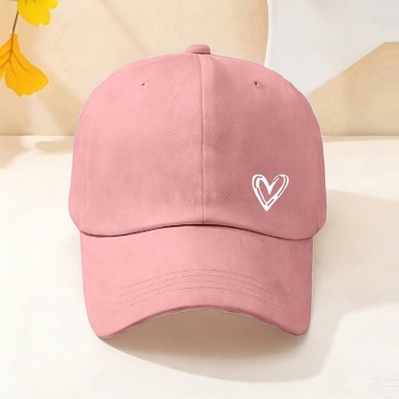 Heart Embroidered Baseball Cap for Women Men Cute Sweet Heart-shaped Pure Color Adjustable Hat Inner Sweatband Profile Dad Hats Washed Pre-Curved Visor Summer Sun Hat Comfort Daily Casual Cap