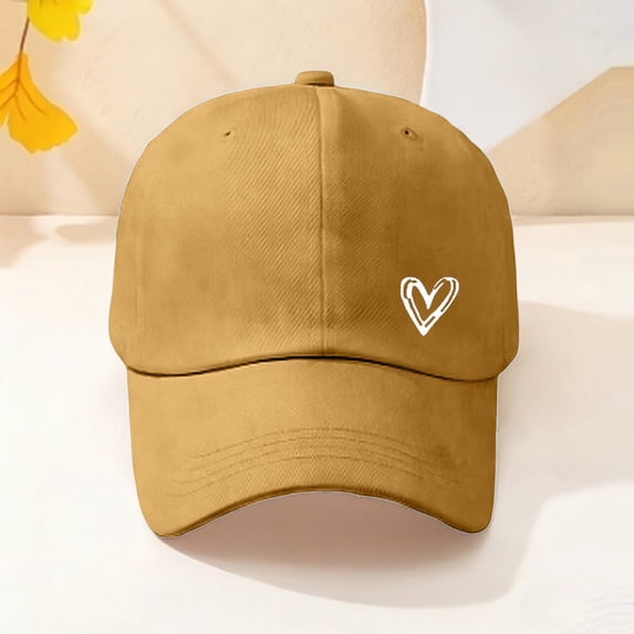 Heart Embroidered Baseball Cap for Women Men Cute Sweet Heart-shaped Pure Color Adjustable Hat Inner Sweatband Profile Dad Hats Washed Pre-Curved Visor Summer Sun Hat Comfort Daily Casual Cap