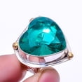 thumbnail image 1 of Heart Emerald Quartz (Simulated) 925 Sterling Silver Two Tone Plated Ring 8.5, Gemstone Silver Jewelry, New Year Sale, Valentin's Day Gift, 1 of 2