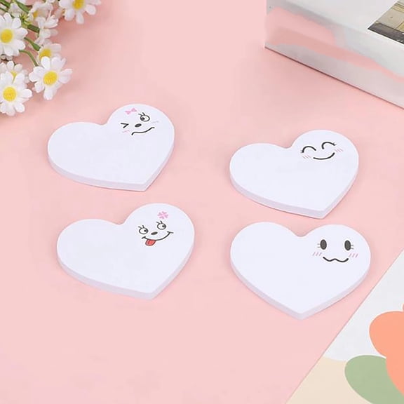 Heart Emoji Sticky Notes, High-Value Aesthetic Memo Pads, Removable Adhesive Notes, Includes 1 Pad of 50 Notes