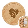 thumbnail image 1 of Heart Engraved Round Cheese Board Initial A - by Abby Smith Brands, 1 of 1