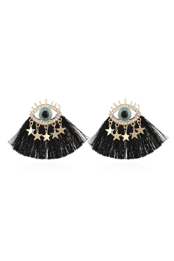 Heart Evil Eye Earrings for Women,Big Devil Demon Eye Dangle Drop Earrings,Statement Fashion Earrings Y2k Fashion Jewelry(black)