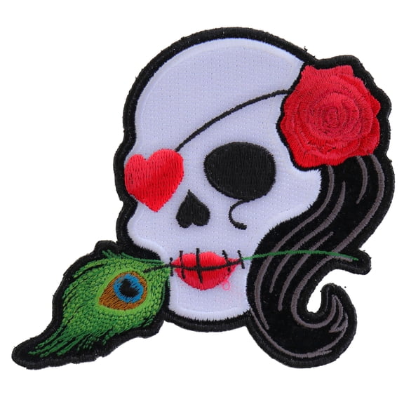 Heart Eye Lady Skull Patch