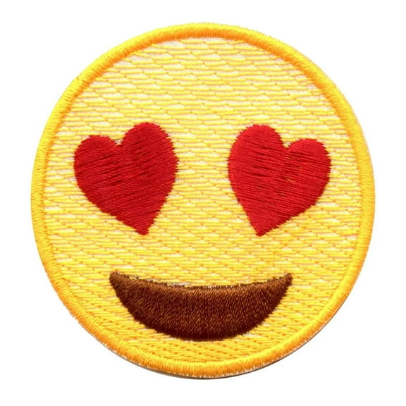 Heart Eyes Emoji Iron On Embroidered Patch