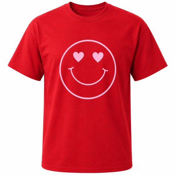 Heart Eyes Smiley Graphic T-Shirt, Unisex Classic Fit Cotton Tee